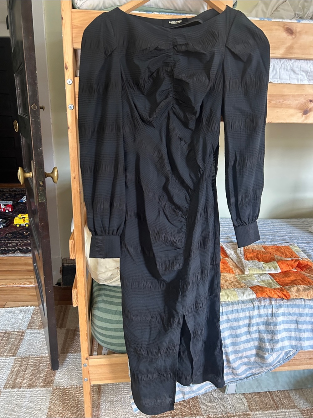 Rachel Comey Proposition Dress Black Ruched Long Sleeve